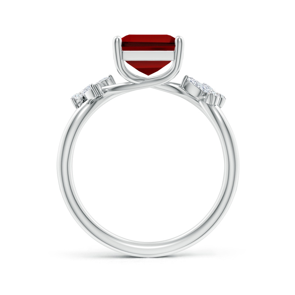 10x8mm Labgrown Lab-Grown Emerald-Cut Ruby Butterfly Engagement Ring in 18K White Gold side 199