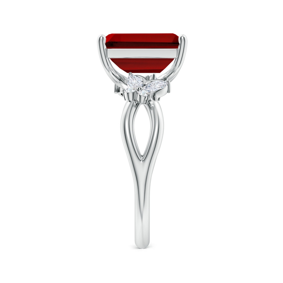10x8mm Labgrown Lab-Grown Emerald-Cut Ruby Butterfly Engagement Ring in 18K White Gold side 299