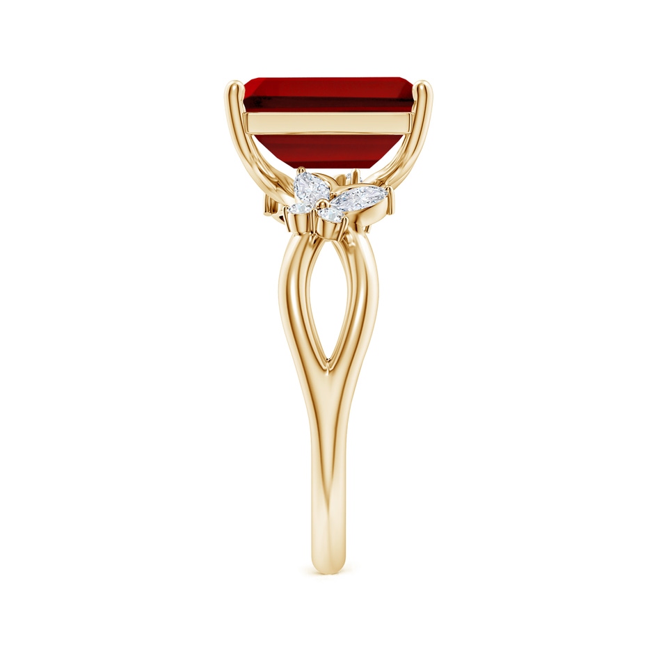10x8mm Labgrown Lab-Grown Emerald-Cut Ruby Butterfly Engagement Ring in 18K Yellow Gold side 299