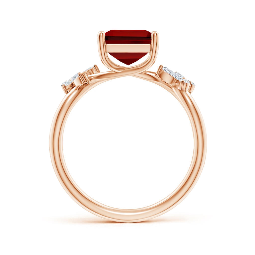 10x8mm Labgrown Lab-Grown Emerald-Cut Ruby Butterfly Engagement Ring in Rose Gold - side 199