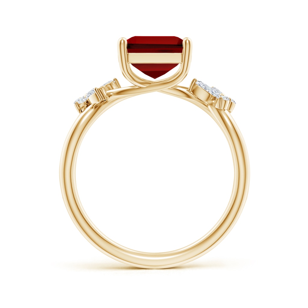 10x8mm Labgrown Lab-Grown Emerald-Cut Ruby Butterfly Engagement Ring in Yellow Gold - side 199