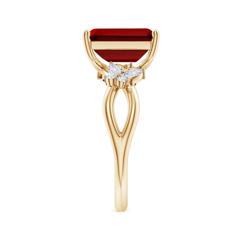 10x8mm Labgrown Lab-Grown Emerald-Cut Ruby Butterfly Engagement Ring in Yellow Gold side 299