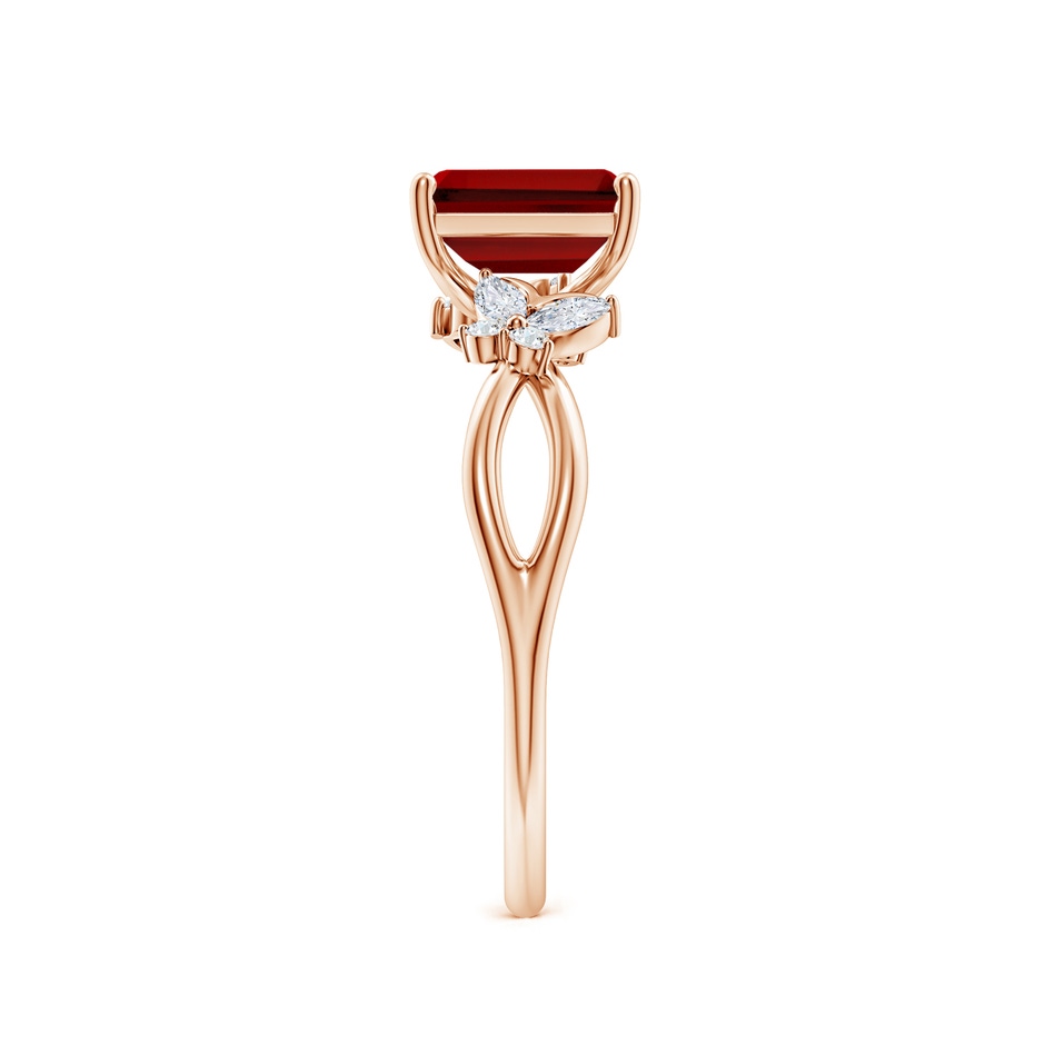 7x5mm Labgrown Lab-Grown Emerald-Cut Ruby Butterfly Engagement Ring in Rose Gold side 299