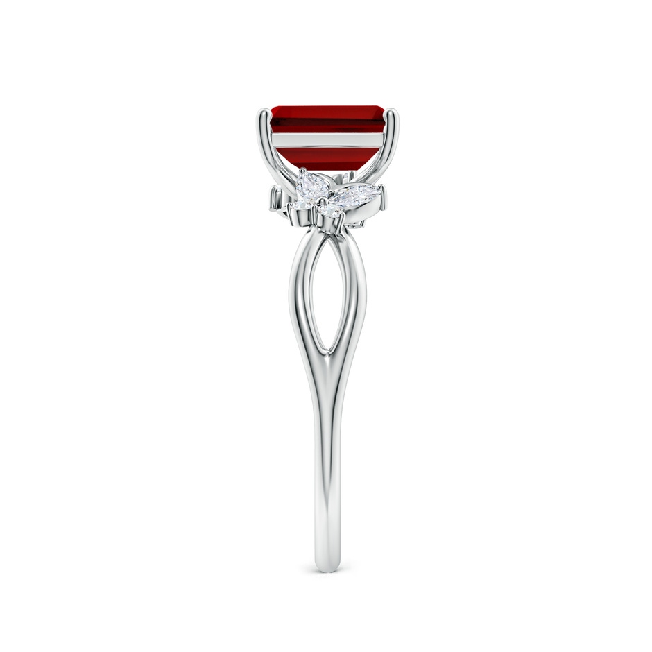 7x5mm Labgrown Lab-Grown Emerald-Cut Ruby Butterfly Engagement Ring in White Gold side 299