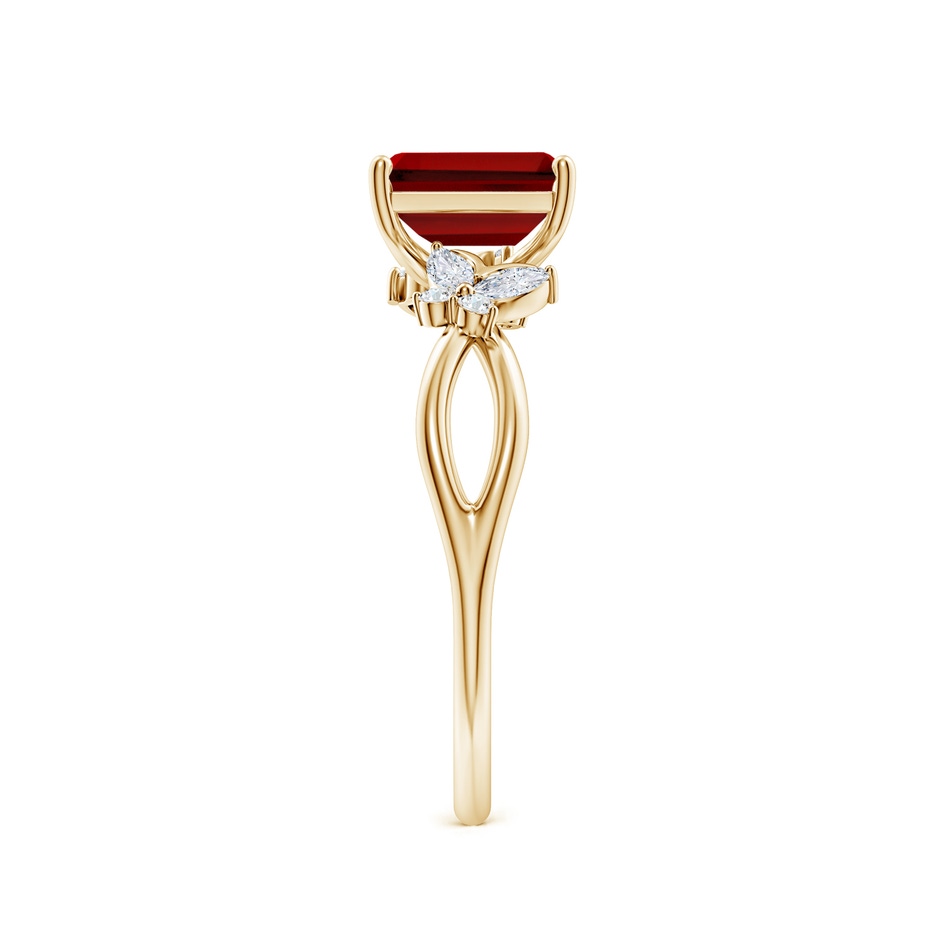 7x5mm Labgrown Lab-Grown Emerald-Cut Ruby Butterfly Engagement Ring in Yellow Gold side 299