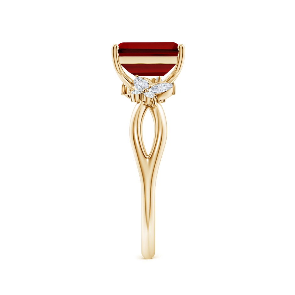 8x6mm Labgrown Lab-Grown Emerald-Cut Ruby Butterfly Engagement Ring in Yellow Gold side 299