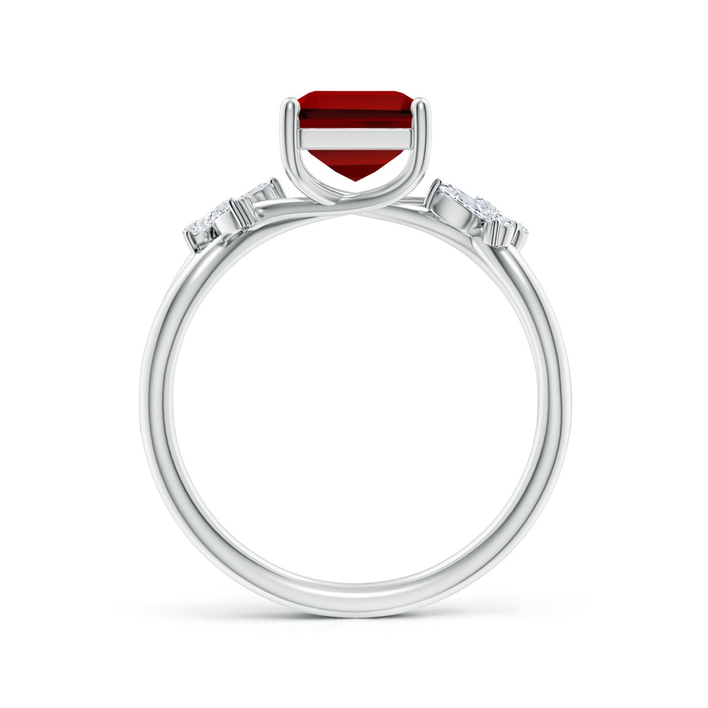 9x7mm Labgrown Lab-Grown Emerald-Cut Ruby Butterfly Engagement Ring in White Gold Side 199