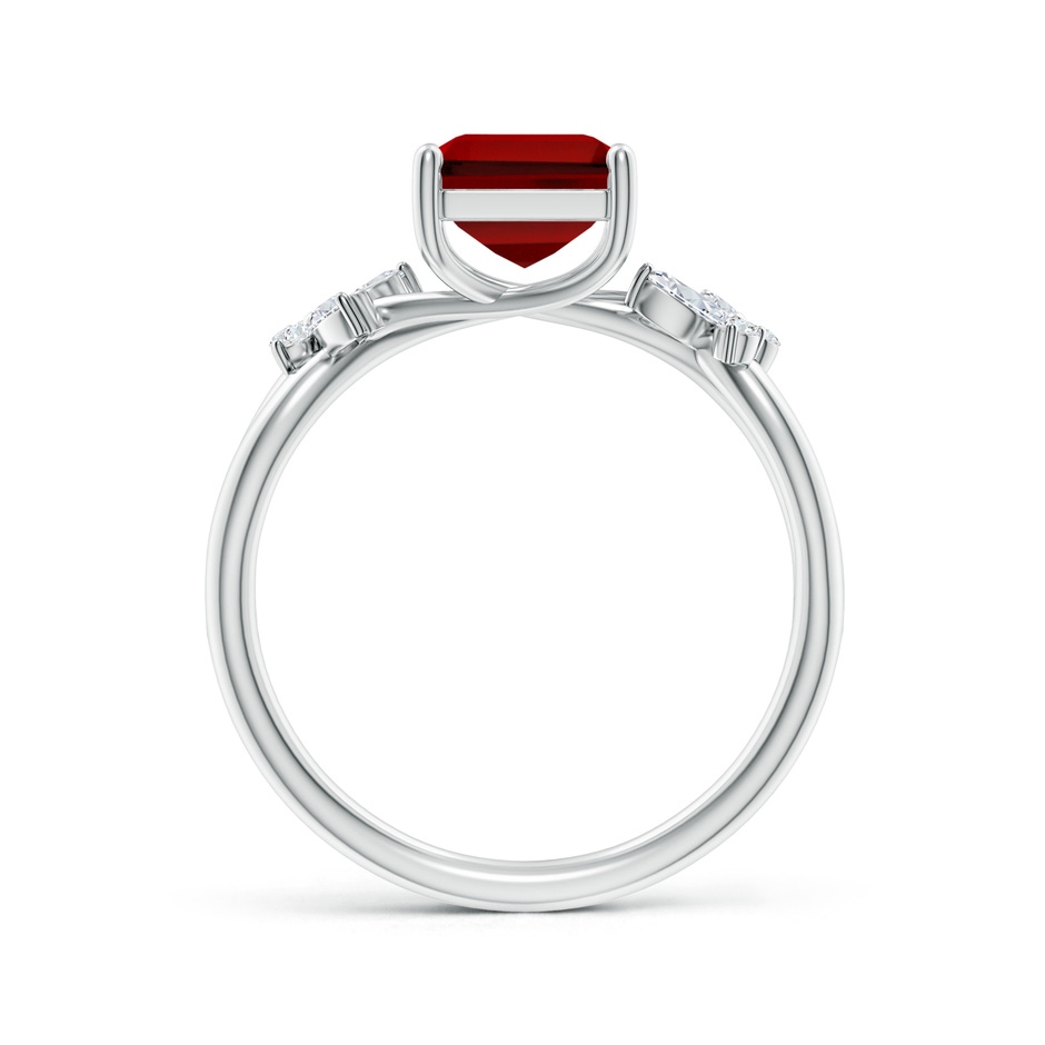 9x7mm Labgrown Lab-Grown Emerald-Cut Ruby Butterfly Engagement Ring in White Gold side 199