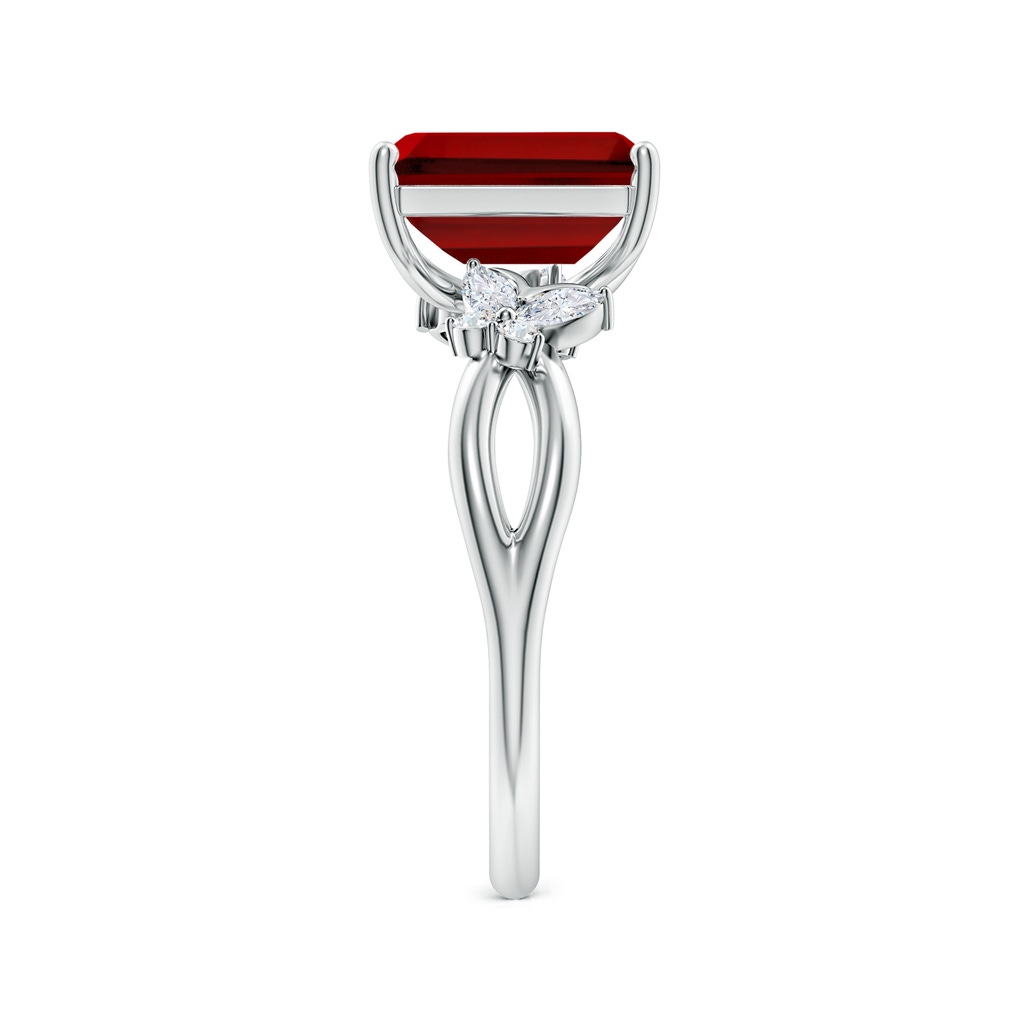 9x7mm Labgrown Lab-Grown Emerald-Cut Ruby Butterfly Engagement Ring in White Gold Side 299