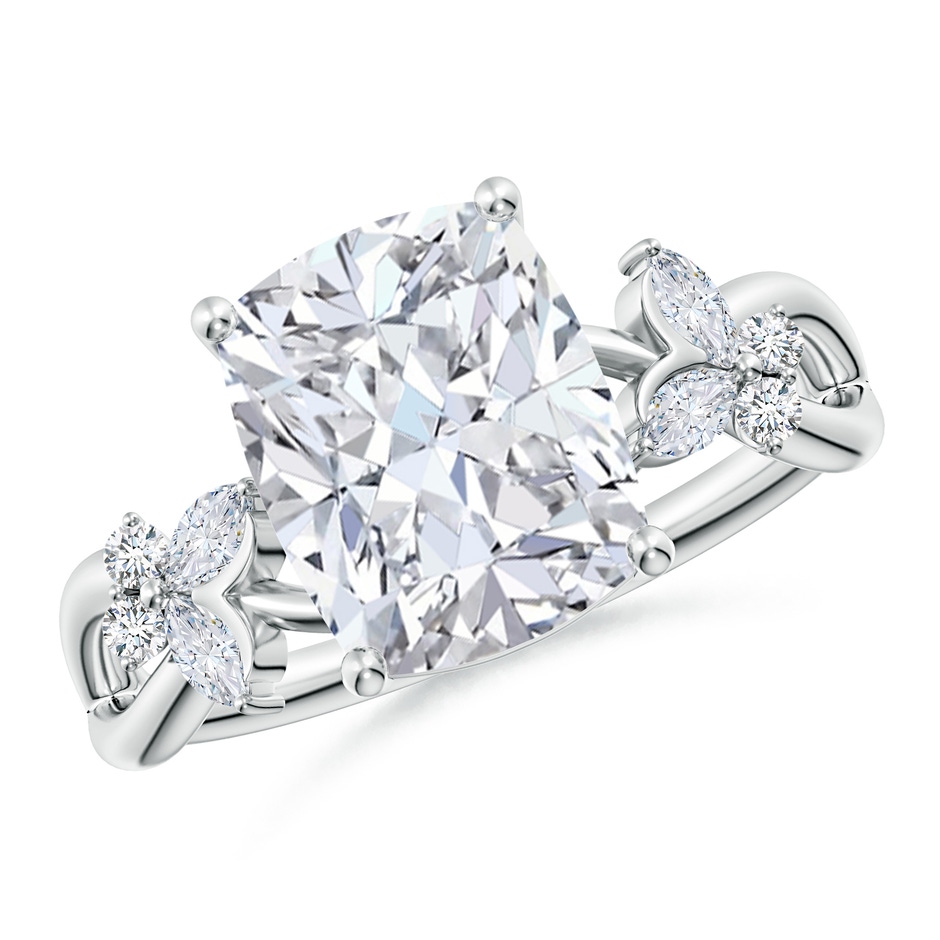 10x7.5mm FGVS Lab-Grown Cushion Rectangular Diamond Butterfly Engagement Ring in White Gold 