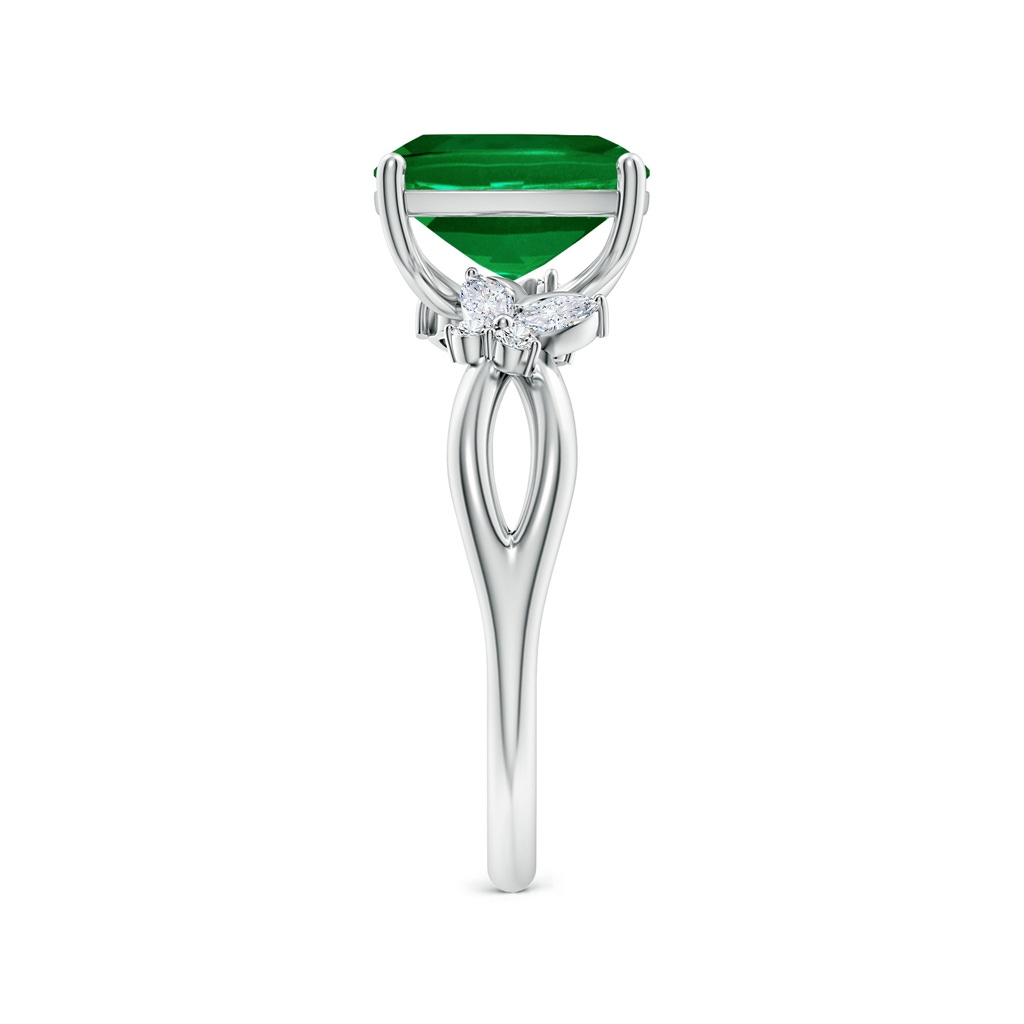 9x7mm Labgrown Lab-Grown Cushion Rectangular Emerald Butterfly Engagement Ring in White Gold Side 299