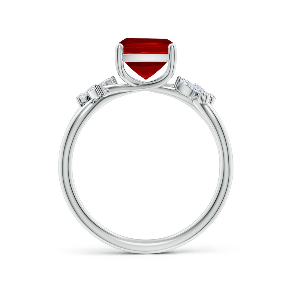 9x7mm Labgrown Lab-Grown Cushion Rectangular Ruby Butterfly Engagement Ring in White Gold Side 199