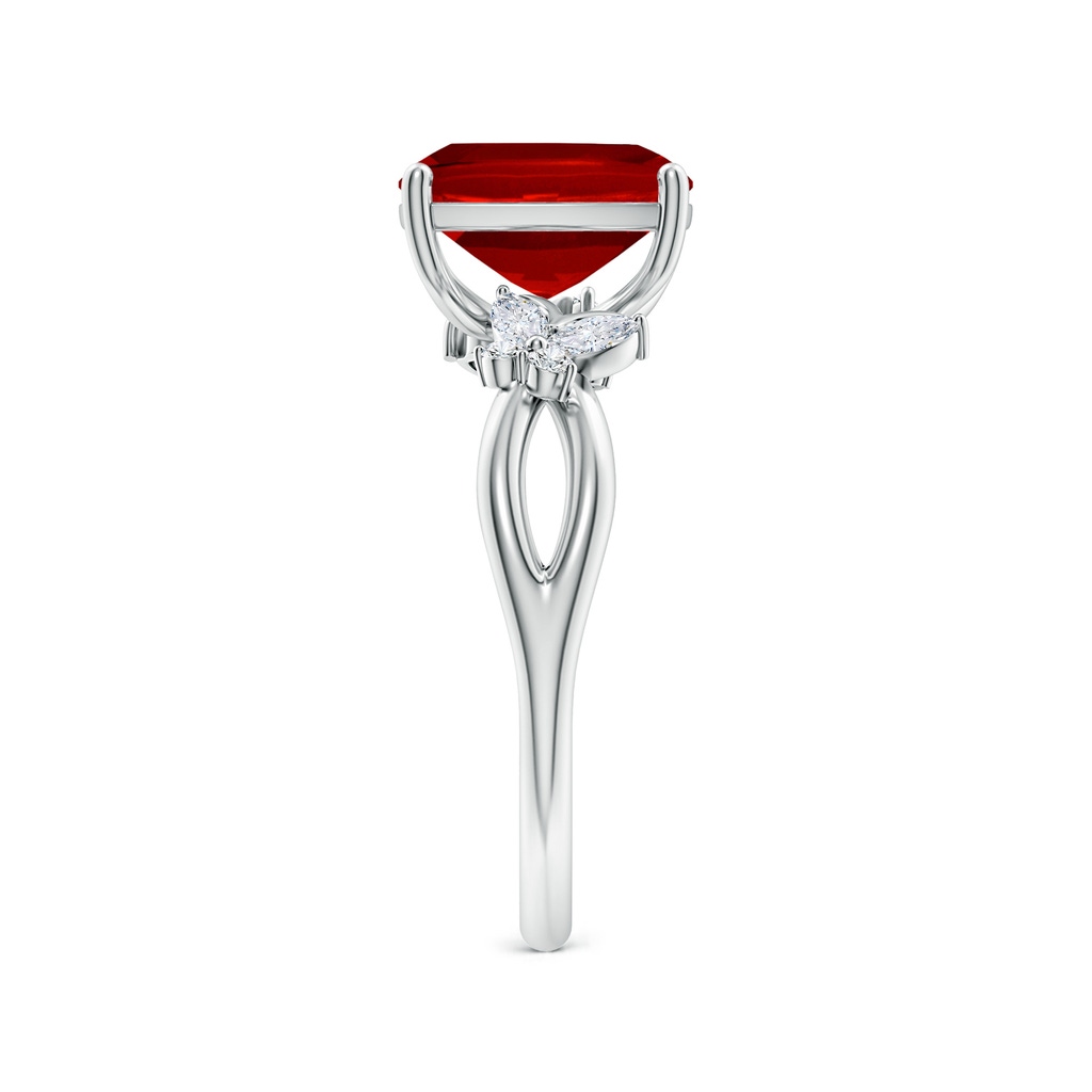 9x7mm Labgrown Lab-Grown Cushion Rectangular Ruby Butterfly Engagement Ring in White Gold Side 299