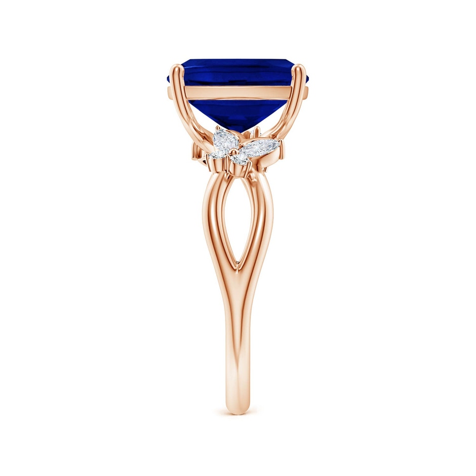 10x8mm Labgrown Lab-Grown Cushion Rectangular Blue Sapphire Butterfly Engagement Ring in 18K Rose Gold side 299