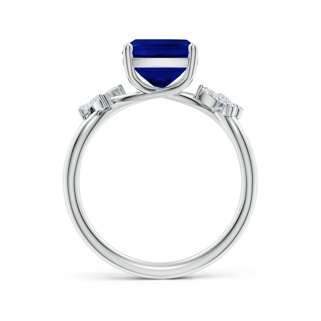 10x8mm Labgrown Lab-Grown Cushion Rectangular Blue Sapphire Butterfly Engagement Ring in 18K White Gold - side 199