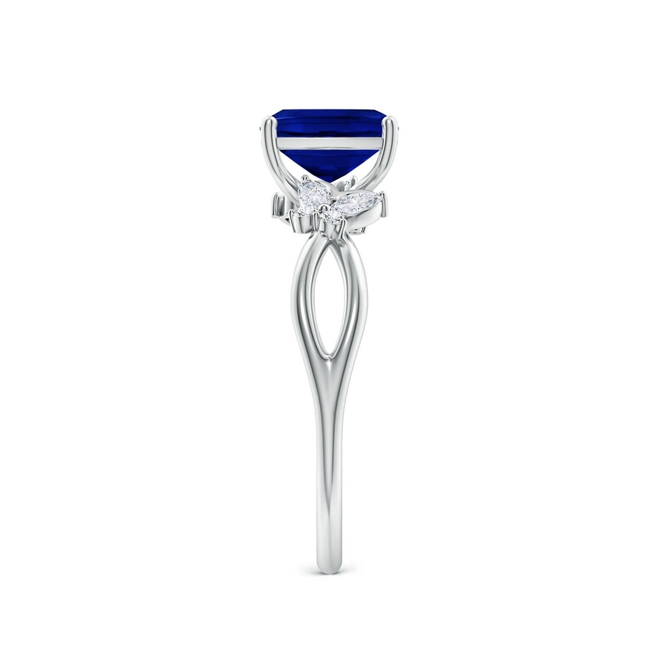 7x5mm Labgrown Lab-Grown Cushion Rectangular Blue Sapphire Butterfly Engagement Ring in 18K White Gold side 299