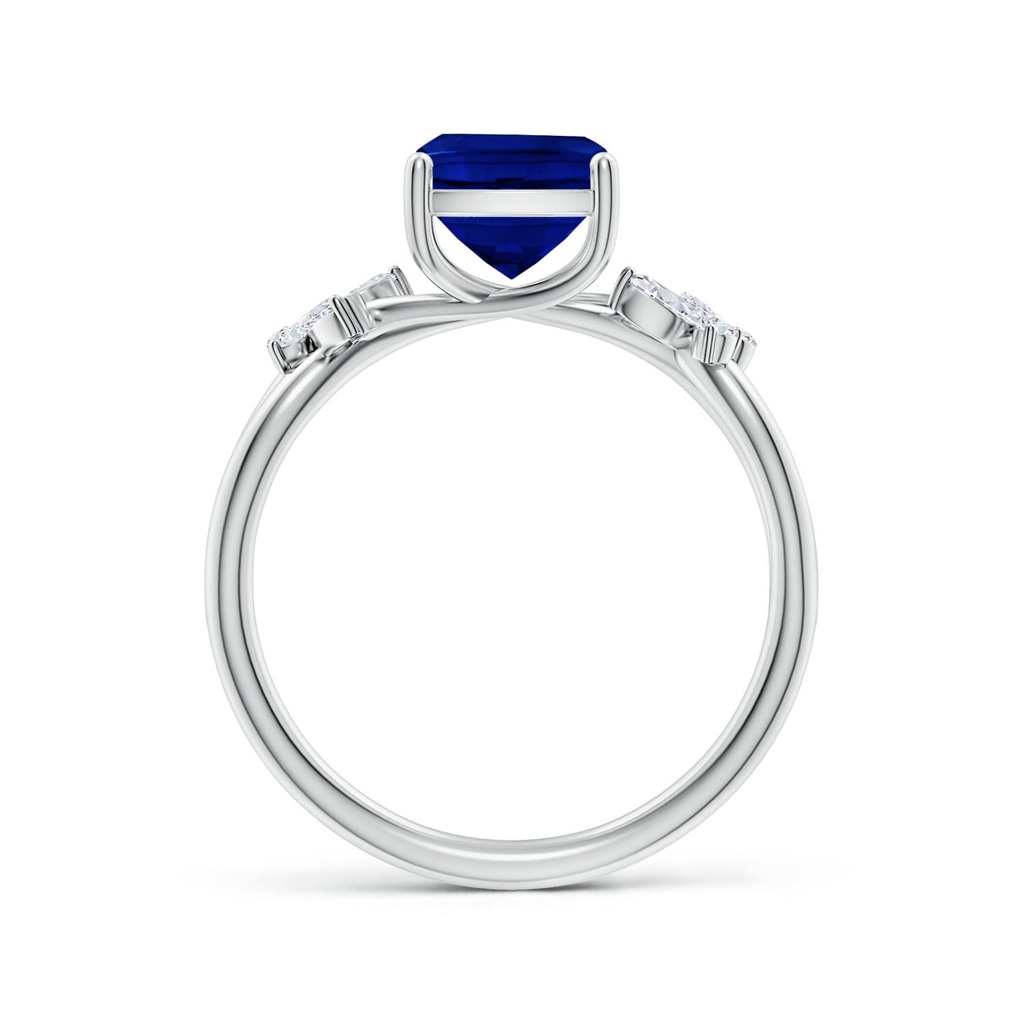 9x7mm Labgrown Lab-Grown Cushion Rectangular Blue Sapphire Butterfly Engagement Ring in White Gold - side 199
