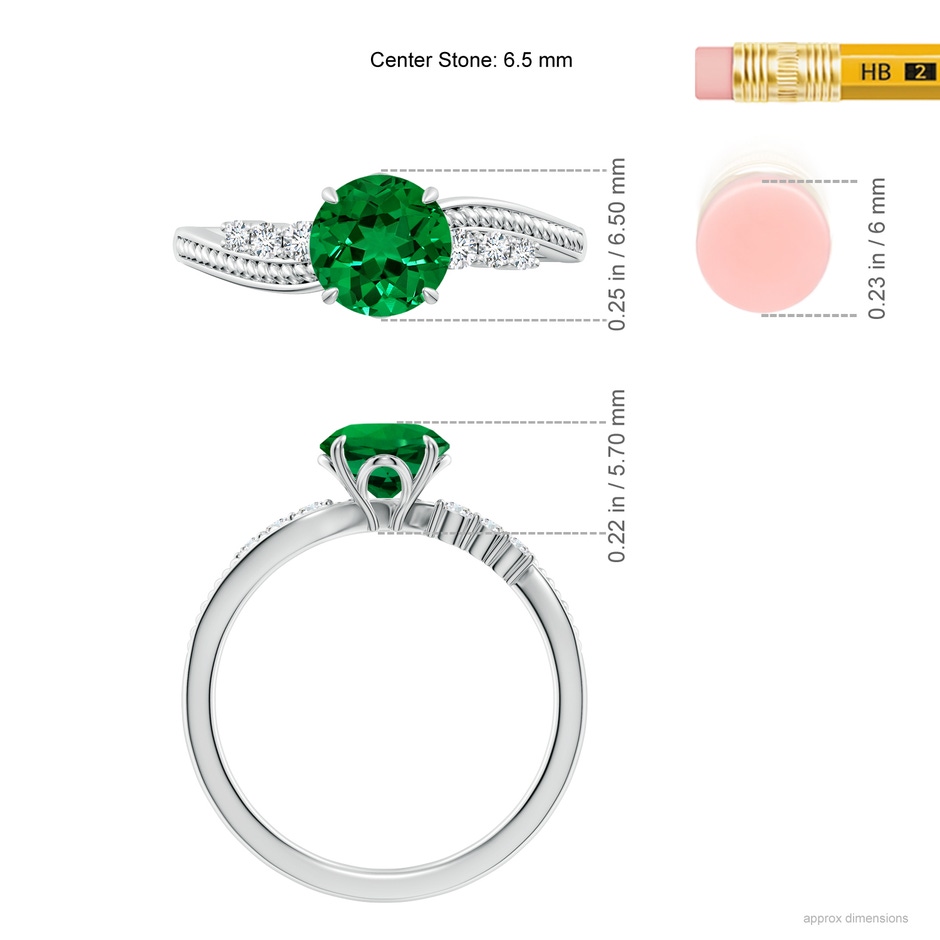 6.5mm Labgrown LSR4617ED-WG-Labgrown-6.5 in White Gold ruler
