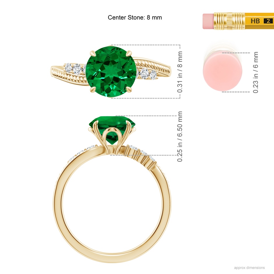 8mm Labgrown LSR4617ED-YGE-Labgrown-8 in 18K Yellow Gold ruler