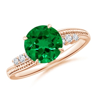 Round Lab-Grown Lab Grown Emerald
