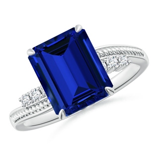 Emerald Cut Lab-Grown Lab Grown Blue Sapphire