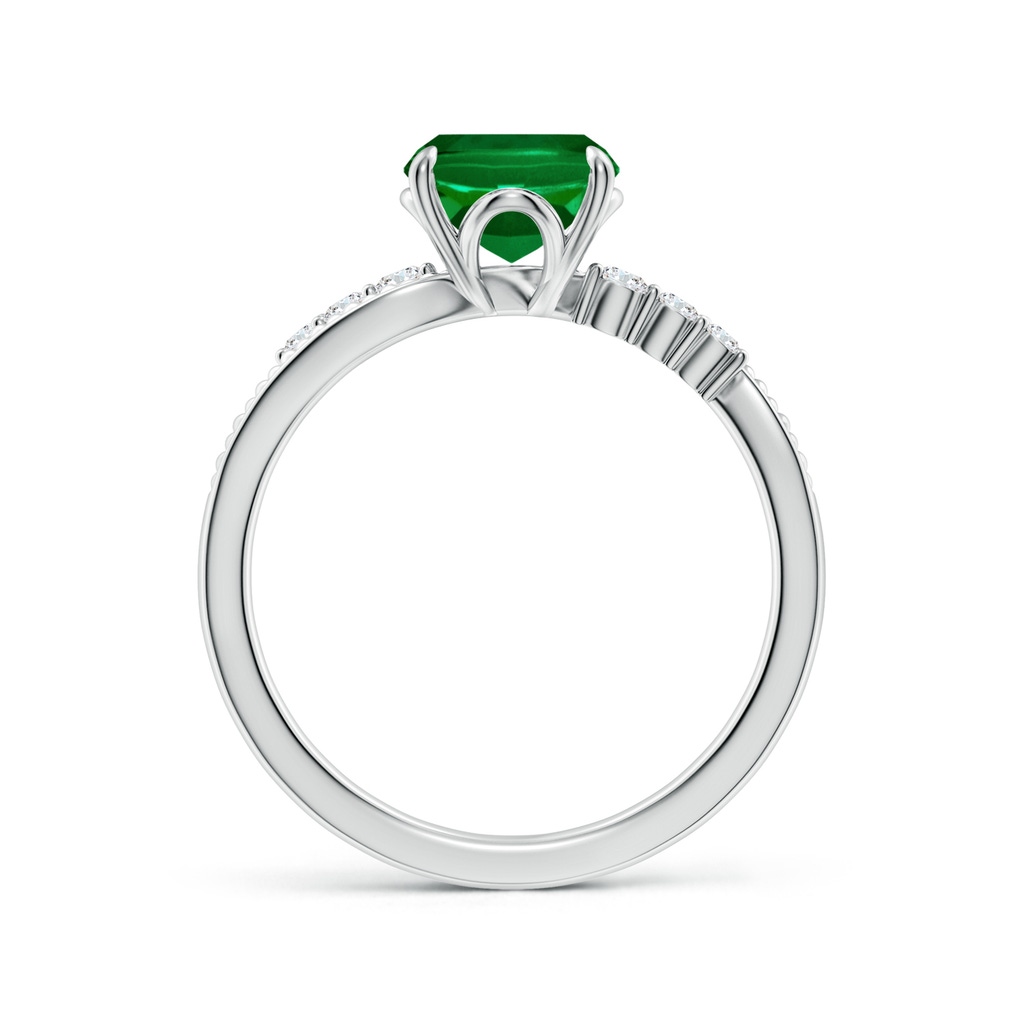 9x7mm Labgrown Lab-Grown Vintage Style Cushion Rectangular Emerald Bypass Shank Engagement Ring in White Gold Side 199