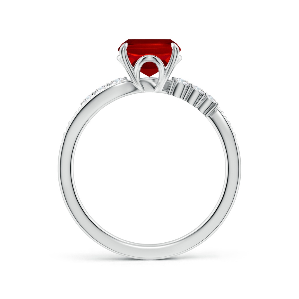 9x7mm Labgrown Lab-Grown Vintage Style Cushion Rectangular Ruby Bypass Shank Engagement Ring in White Gold Side 199