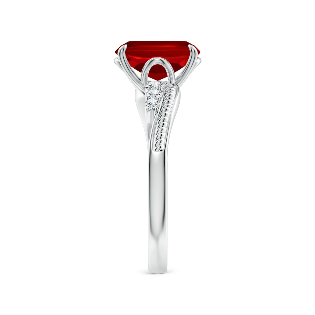 9x7mm Labgrown Lab-Grown Vintage Style Cushion Rectangular Ruby Bypass Shank Engagement Ring in White Gold Side 299