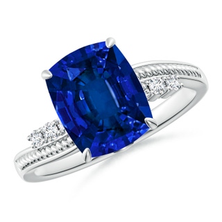 Cushion Rectangular Lab-Grown Lab Grown Blue Sapphire