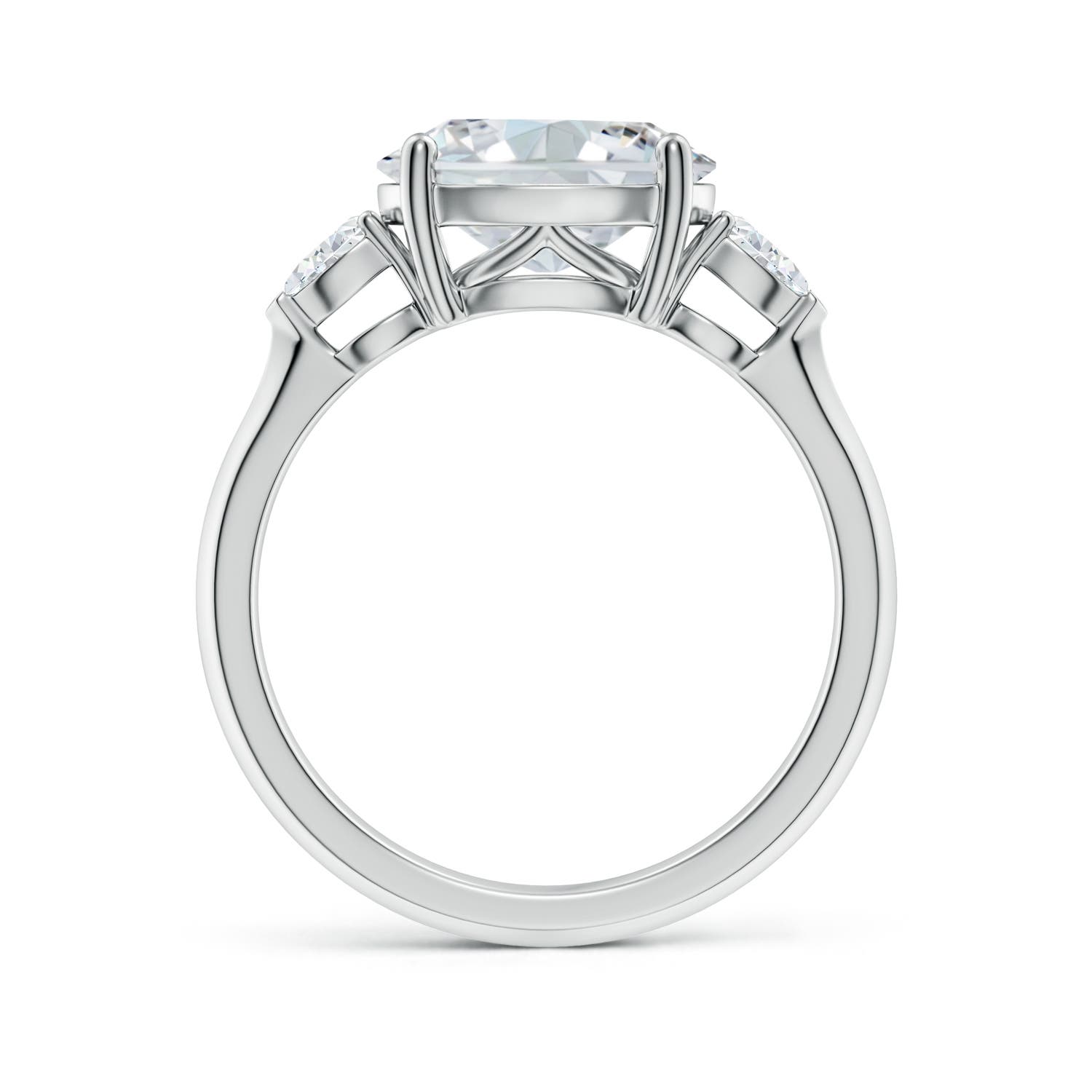 10x8mm FGVS Lab-Grown Classic East-West Oval Diamond Side Stone Engagement Ring in 18K White Gold