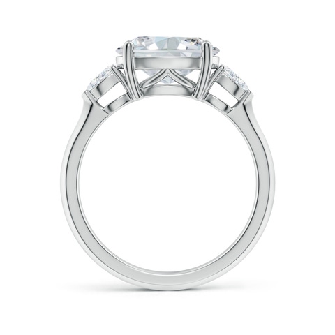 10x8mm FGVS Lab-Grown Classic East-West Oval Diamond Side Stone Engagement Ring in P950 Platinum