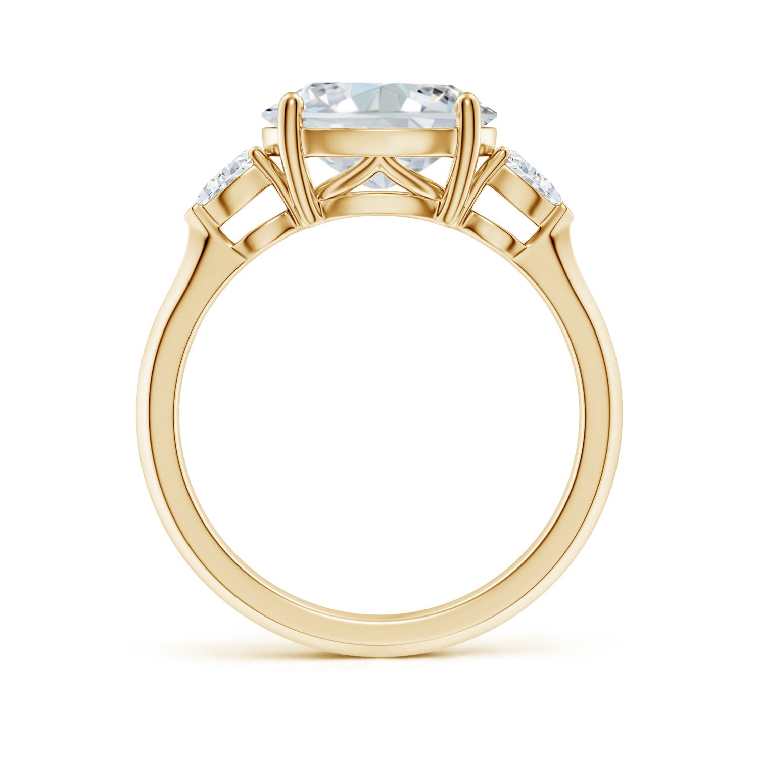 10x8mm FGVS Lab-Grown Classic East-West Oval Diamond Side Stone Engagement Ring in Yellow Gold