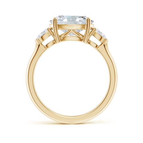 10x8mm FGVS Lab-Grown Classic East-West Oval Diamond Side Stone Engagement Ring in Yellow Gold