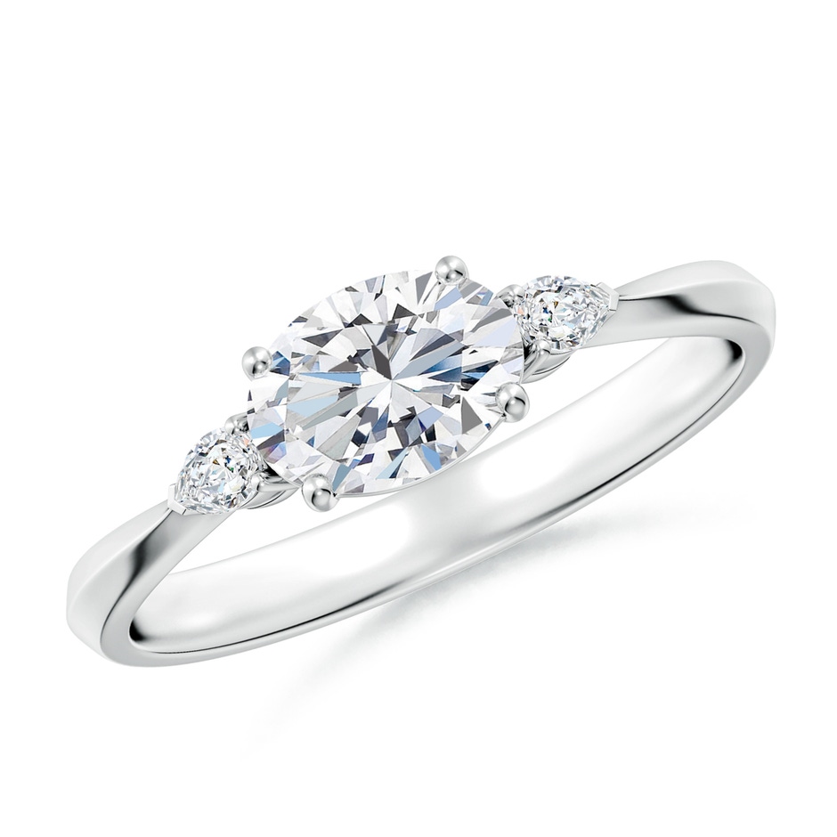 7x5mm FGVS Lab-Grown Classic East-West Oval Diamond Side Stone Engagement Ring in P950 Platinum 