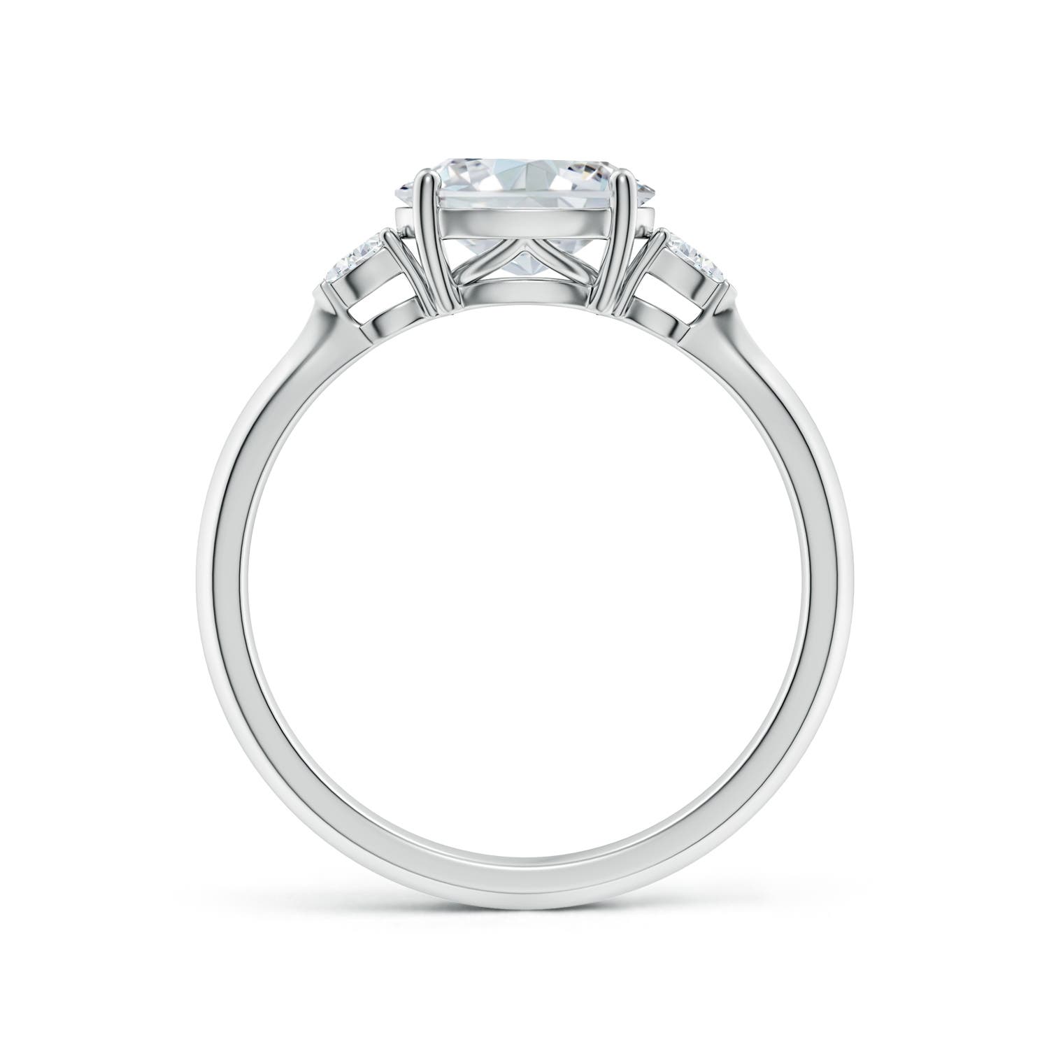 8x6mm FGVS Lab-Grown Classic East-West Oval Diamond Side Stone Engagement Ring in P950 Platinum