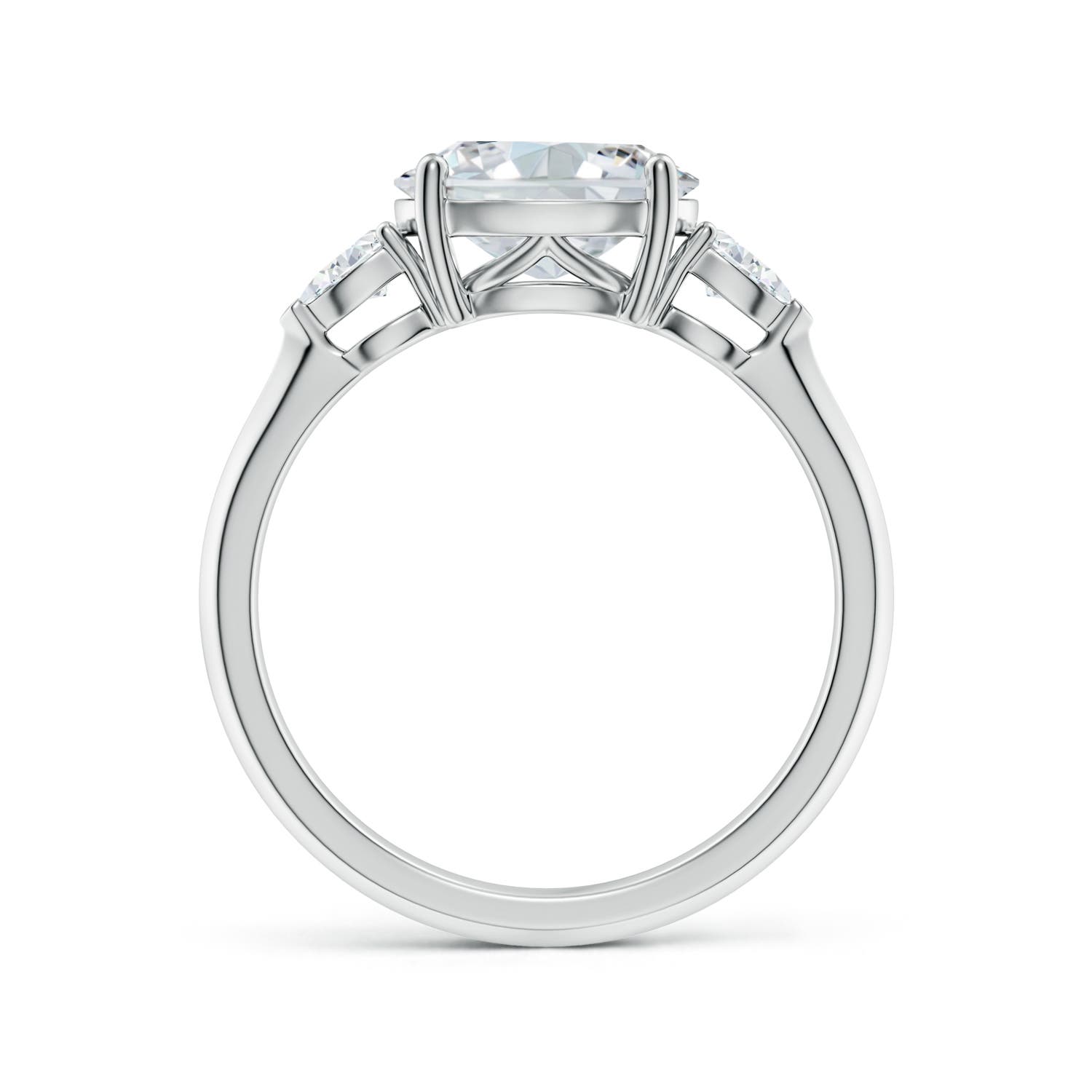 9x7mm FGVS Lab-Grown Classic East-West Oval Diamond Side Stone Engagement Ring in White Gold - side 3
