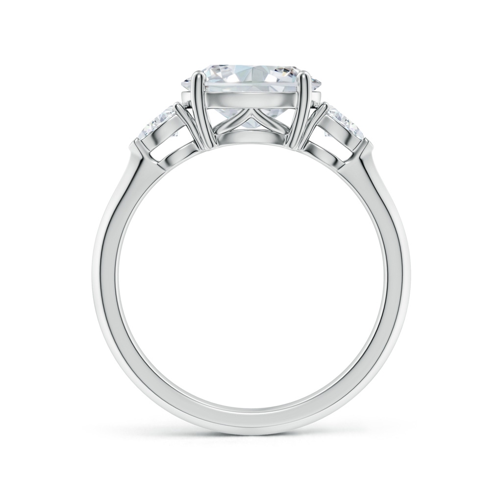 9x7mm FGVS Lab-Grown Classic East-West Oval Diamond Side Stone Engagement Ring in White Gold - side 199