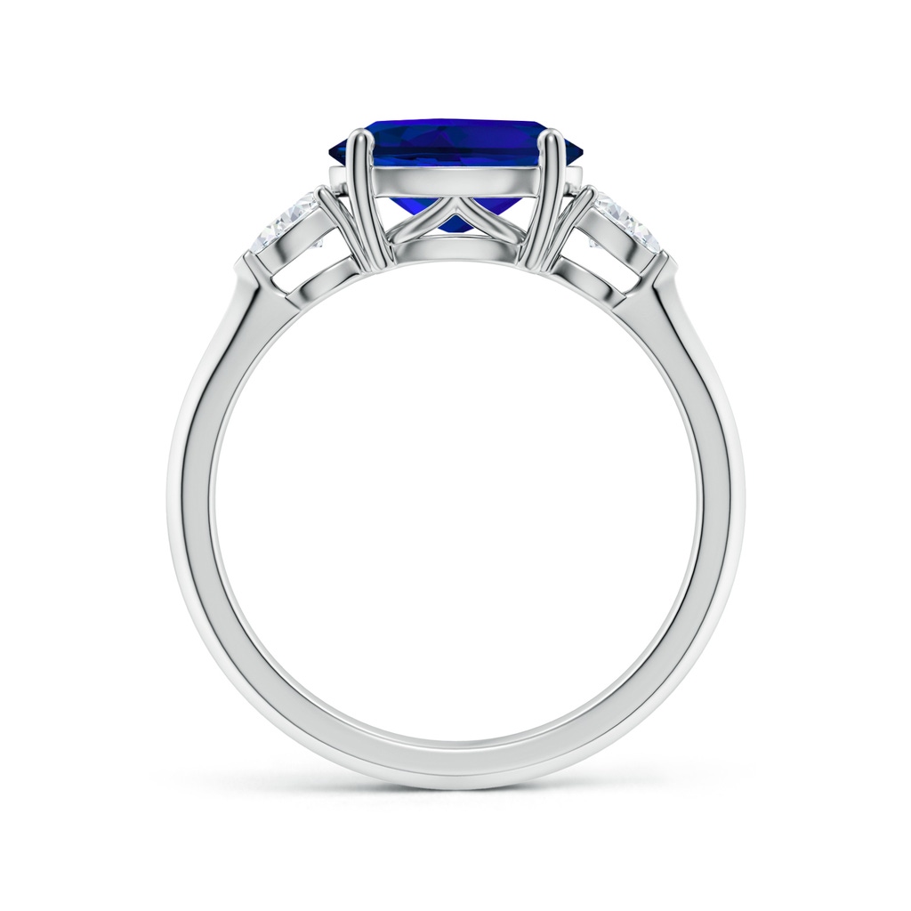 9x7mm Labgrown Lab-Grown Classic East-West Oval Blue Sapphire Side Stone Engagement Ring in White Gold Side 199