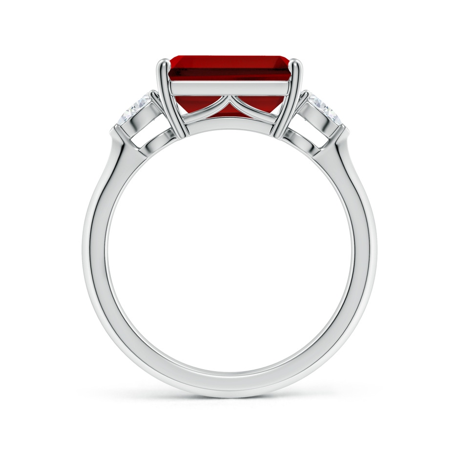 10x8mm Labgrown Lab-Grown Classic East-West Emerald-Cut Ruby Side Stone Engagement Ring in 18K White Gold side 199