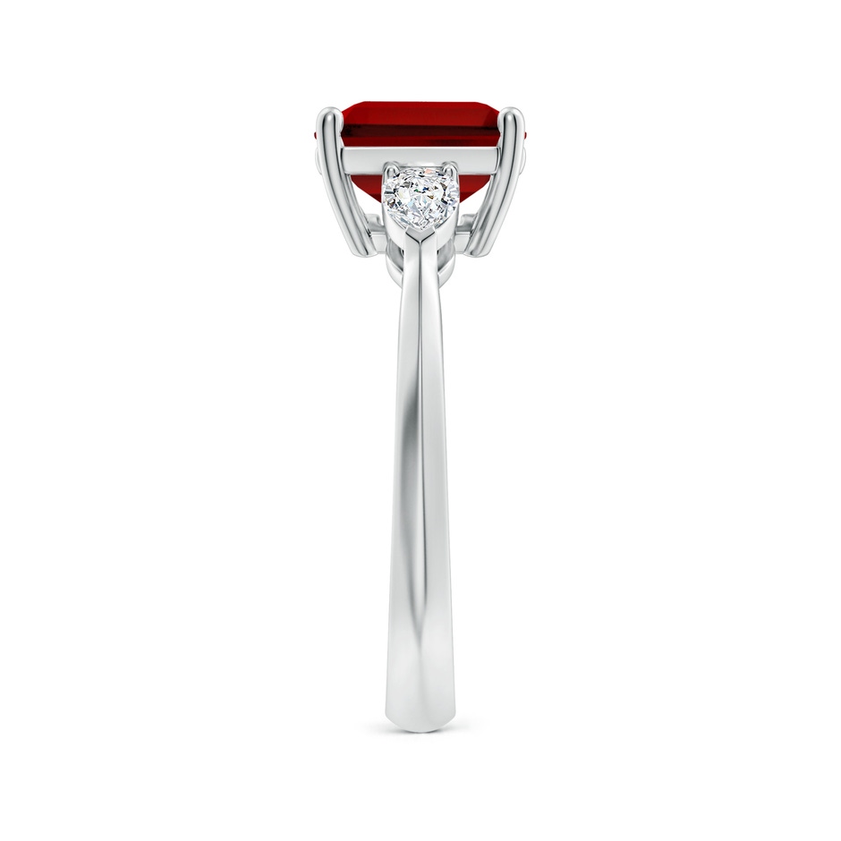 10x8mm Labgrown Lab-Grown Classic East-West Emerald-Cut Ruby Side Stone Engagement Ring in 18K White Gold side 299