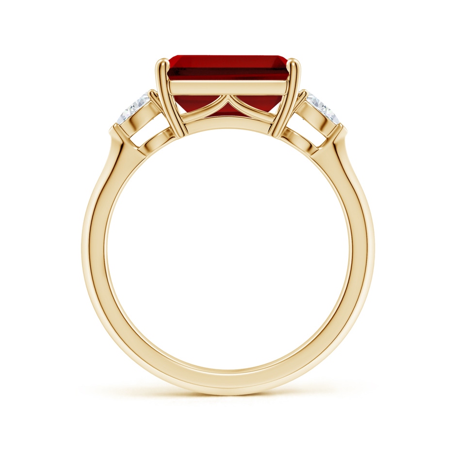 10x8mm Labgrown Lab-Grown Classic East-West Emerald-Cut Ruby Side Stone Engagement Ring in 18K Yellow Gold side 199