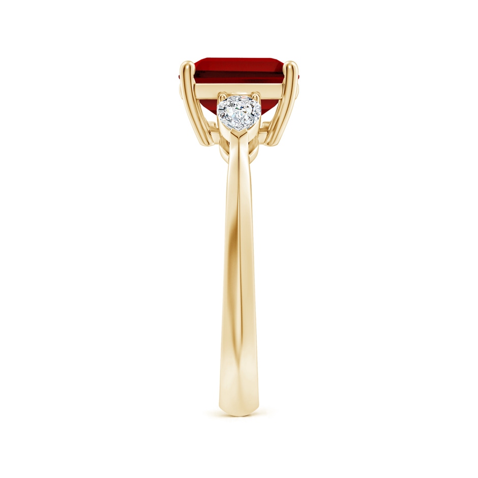 10x8mm Labgrown Lab-Grown Classic East-West Emerald-Cut Ruby Side Stone Engagement Ring in 18K Yellow Gold side 299