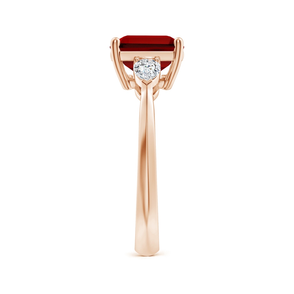 10x8mm Labgrown Lab-Grown Classic East-West Emerald-Cut Ruby Side Stone Engagement Ring in Rose Gold side 299