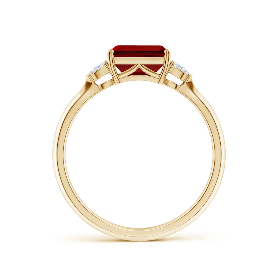 7x5mm Labgrown Lab-Grown Classic East-West Emerald-Cut Ruby Side Stone Engagement Ring in Yellow Gold side 199