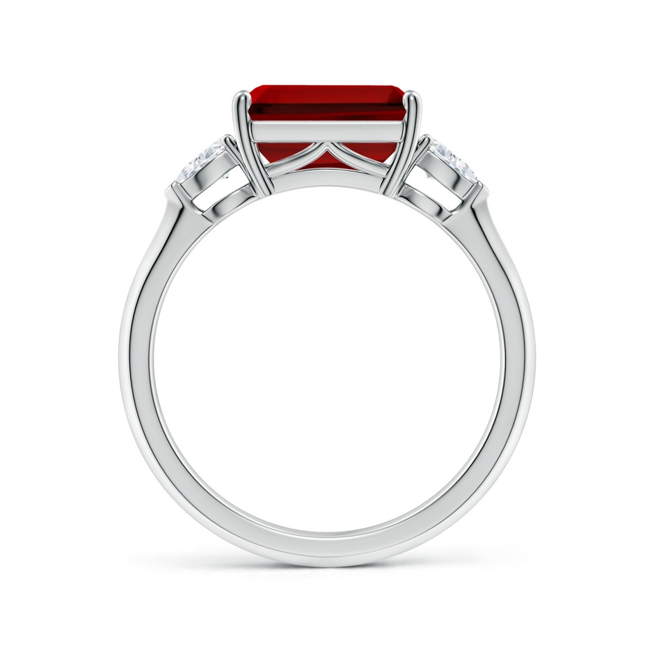 9x7mm Labgrown Lab-Grown Classic East-West Emerald-Cut Ruby Side Stone Engagement Ring in White Gold side 199