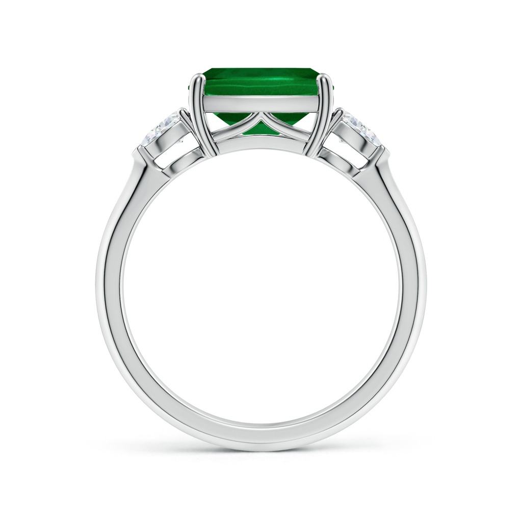 9x7mm Labgrown Lab-Grown Classic East-West Cushion Rectangular Emerald Side Stone Engagement Ring in White Gold Side 199