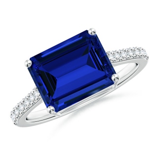 Emerald Cut Lab-Grown Lab Grown Blue Sapphire