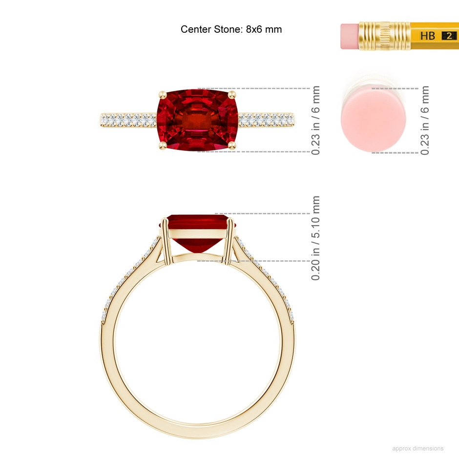 8x6mm Labgrown LSR4627RD-YG-Labgrown-8x6 in Yellow Gold ruler