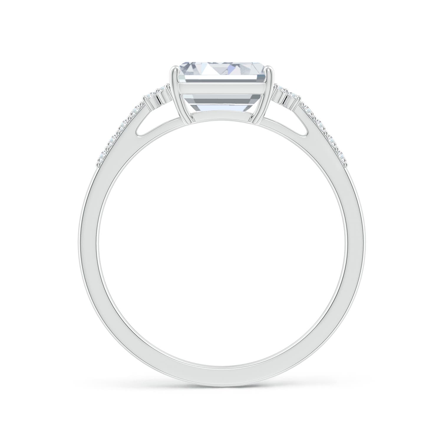 7x5mm FGVS Lab-Grown East-West Emerald-Cut Diamond Side Stone Engagement Ring in 18CT White Gold - side 3