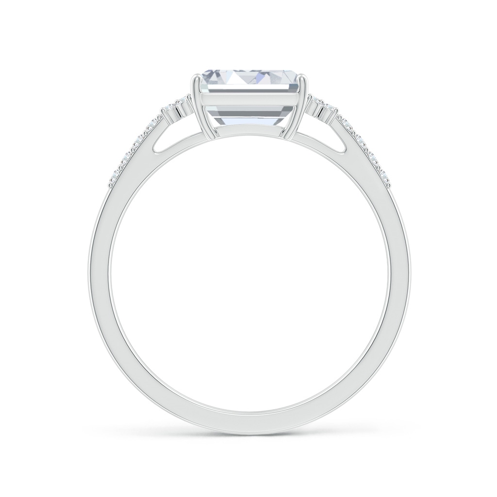 7x5mm FGVS Lab-Grown East-West Emerald-Cut Diamond Side Stone Engagement Ring in 18K White Gold - side 199